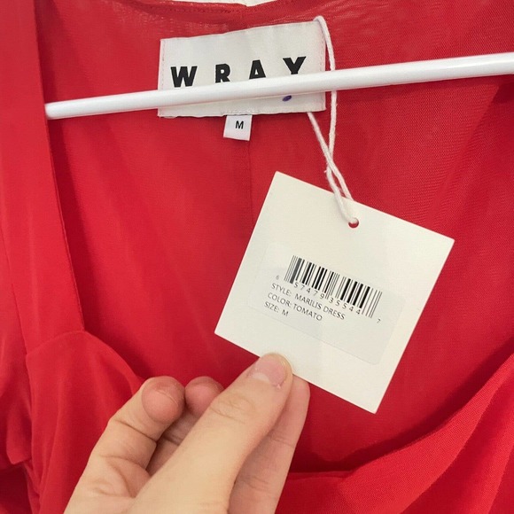 Wray Women's Size Medium Marilis Dress Long Sleeve Red Mesh Bodycon Party - Picture 8 of 9